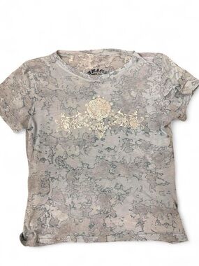 Harley-Davidson Blue andGray Marble-Print Tee with Silver Crest